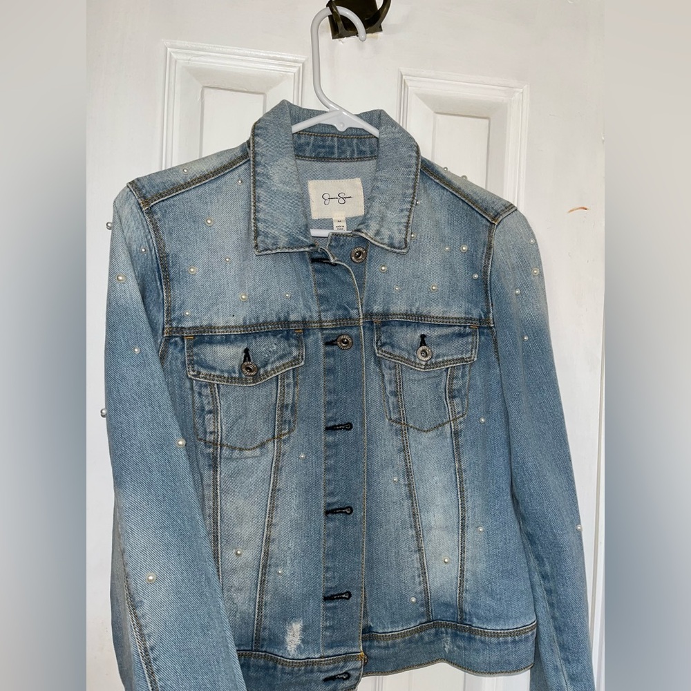 Jessica Simpson Jean jacket with pearls